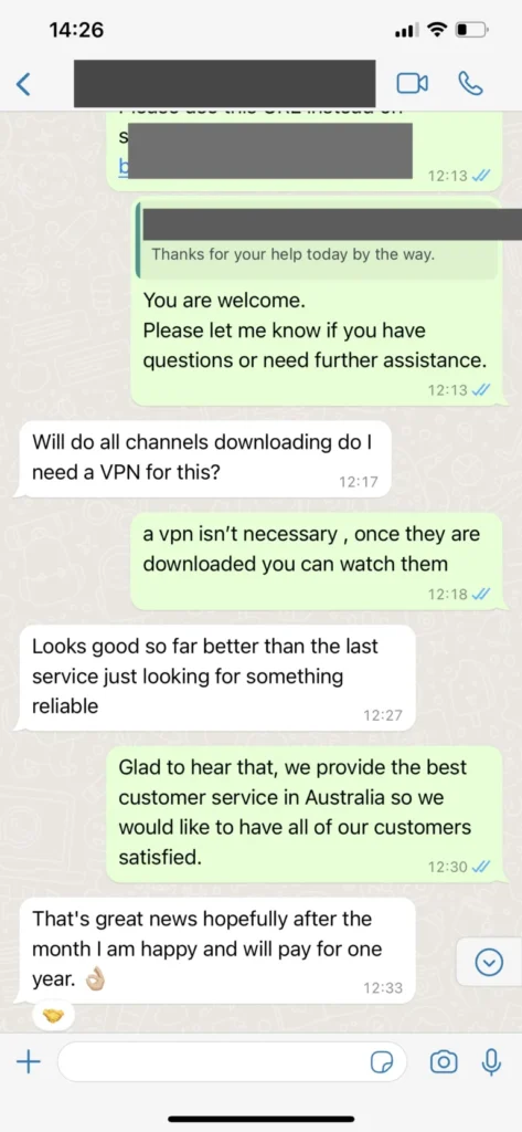 Sync IPTV sports streaming confirmation message 3