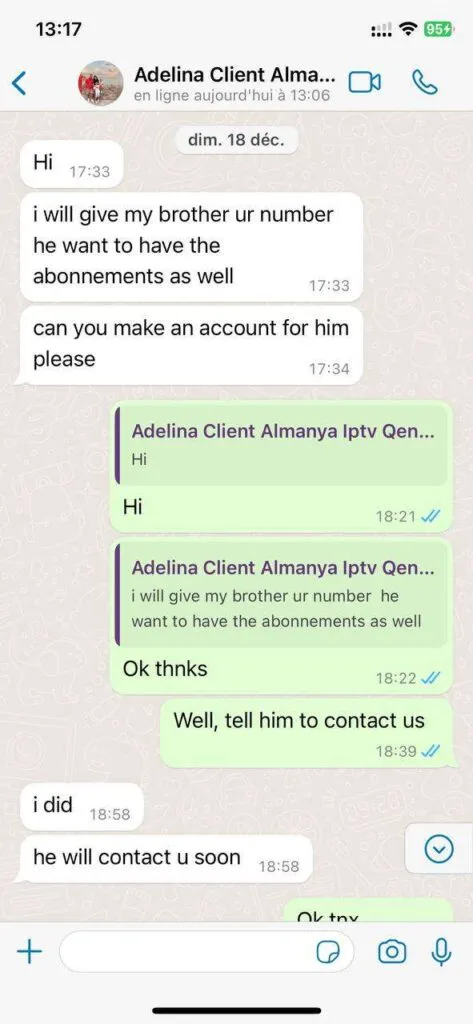 Sync IPTV positive customer testimonial WhatsApp message 5